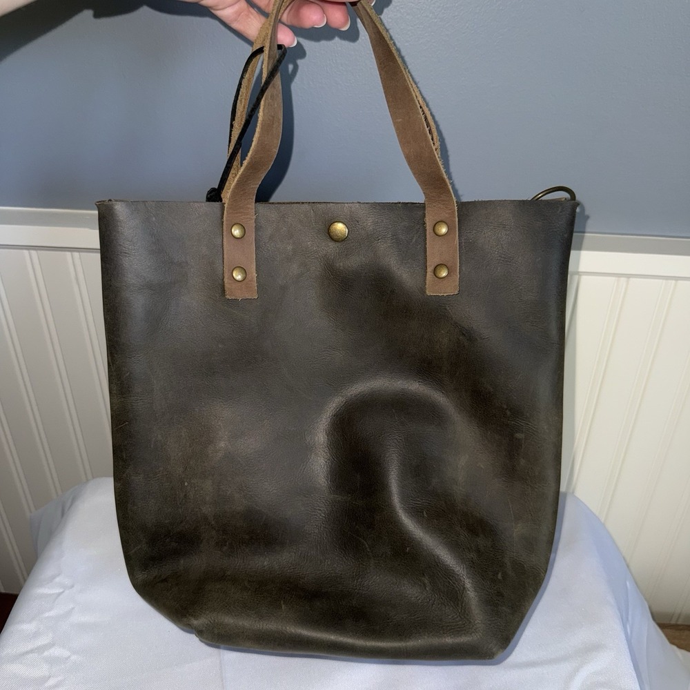 Jill's Homestead Shorty Tote Brown Leather Crossbody Top Handle Bag Purse